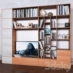 Storage system with books tv vase 8 3D Models 