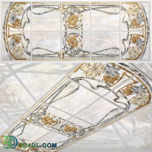 Ceiling stained glass window Art Nouveau