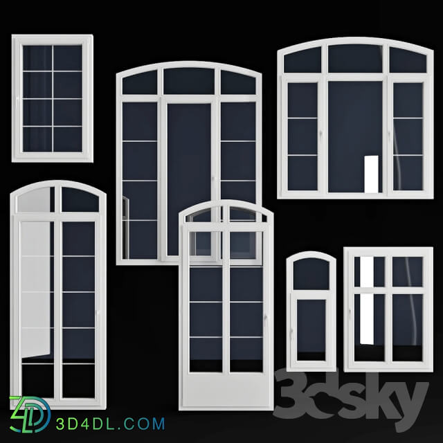 A set of arched windows doors