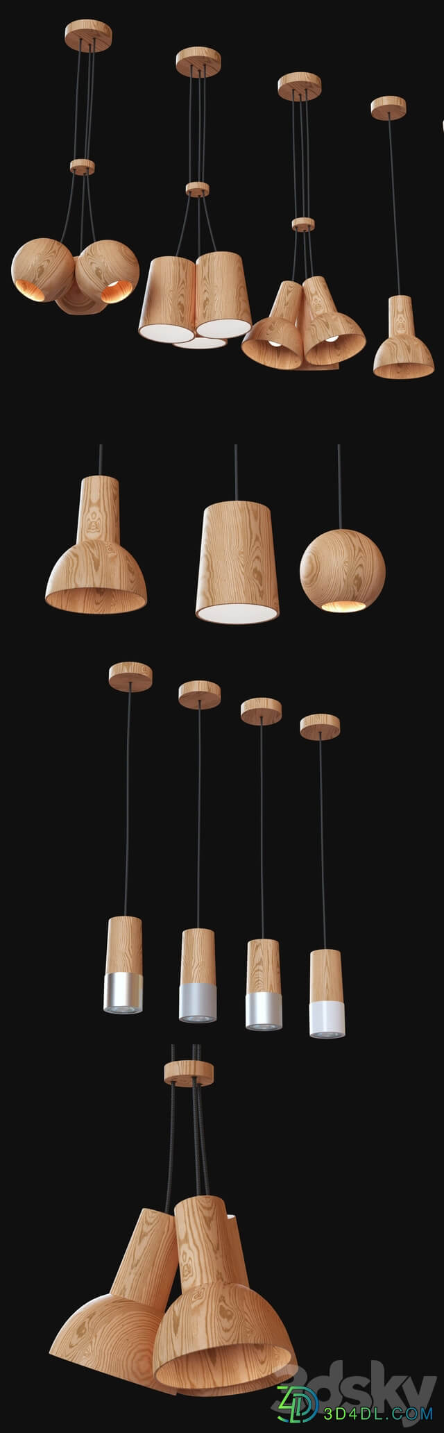 Suspended light fixtures Pendant light 3D Models