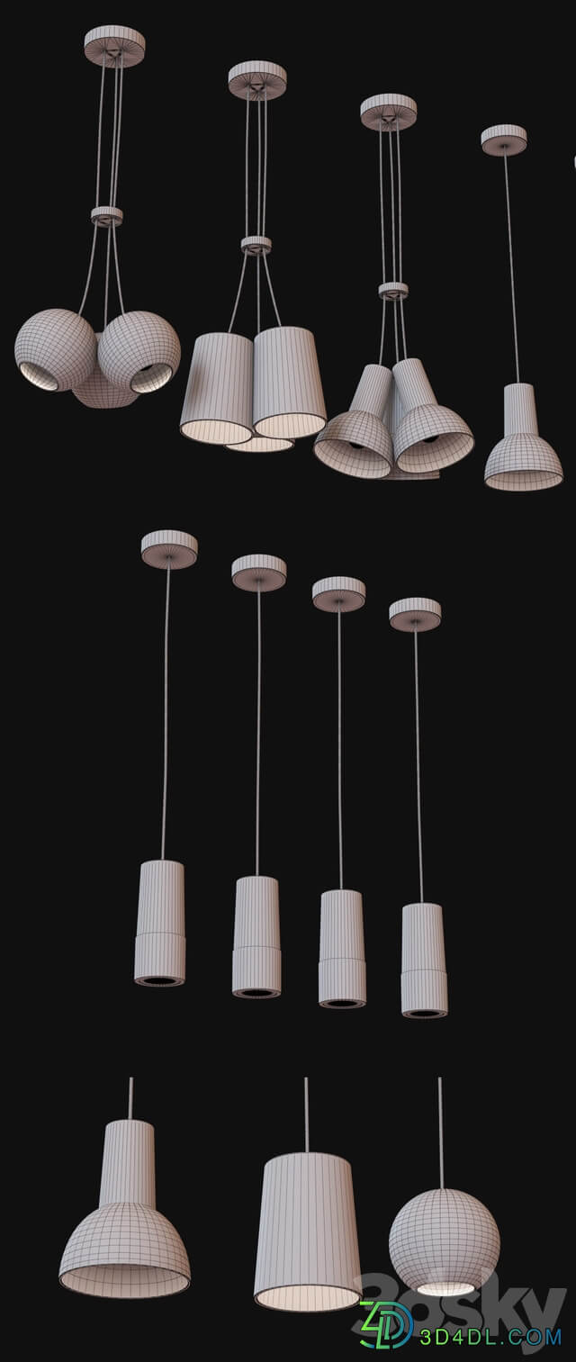 Suspended light fixtures Pendant light 3D Models