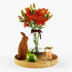 Decorative set with orange lilies 