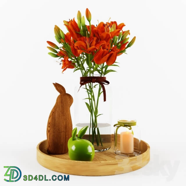 Decorative set with orange lilies