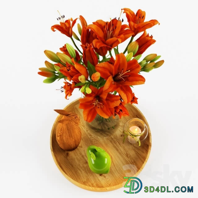 Decorative set with orange lilies