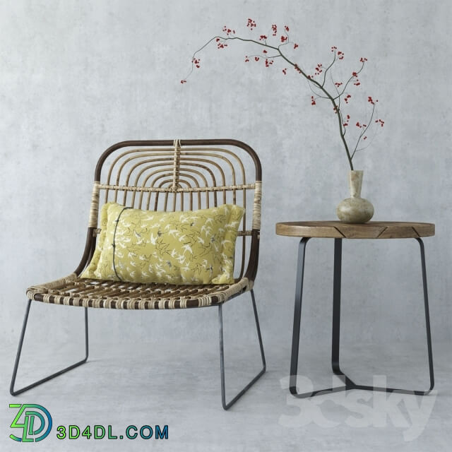 Table Chair House Doctor Kawa rattan chair Manutti sidetable