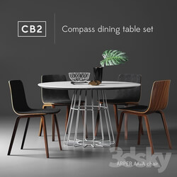 Table Chair CB2 Compass dining table set 