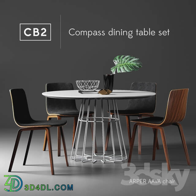 Table Chair CB2 Compass dining table set