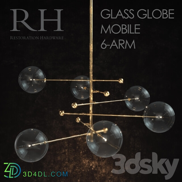 GLASS GLOBE MOBILE 6 ARM Pendant light 3D Models