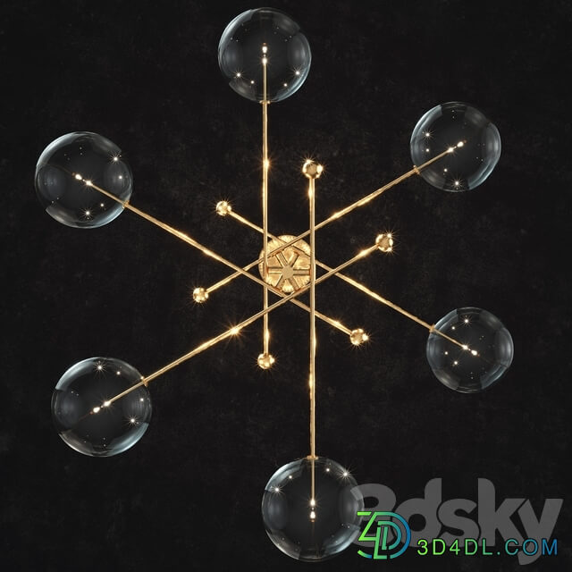 GLASS GLOBE MOBILE 6 ARM Pendant light 3D Models