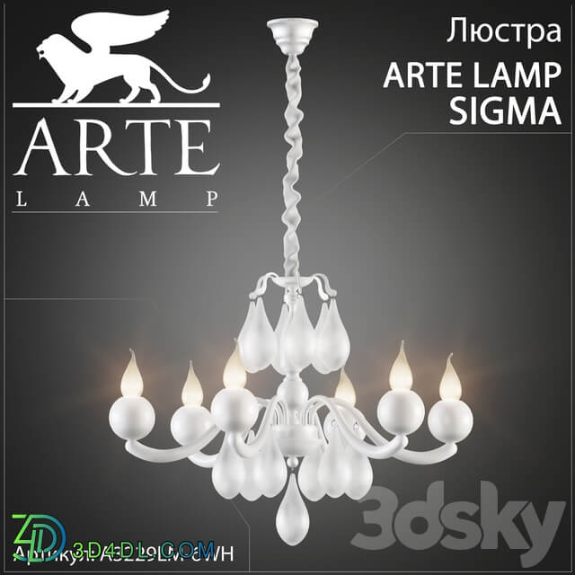 Chandelier Arte Lamp Sigma A3229LM 6WH Pendant light 3D Models