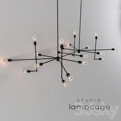 Industrial bar by Lamp Cage Chandelier black v2 Pendant light 3D Models 