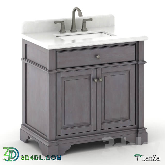 30 single sink wooden vanity with Alpine Mist top