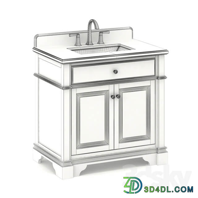 30 single sink wooden vanity with Alpine Mist top