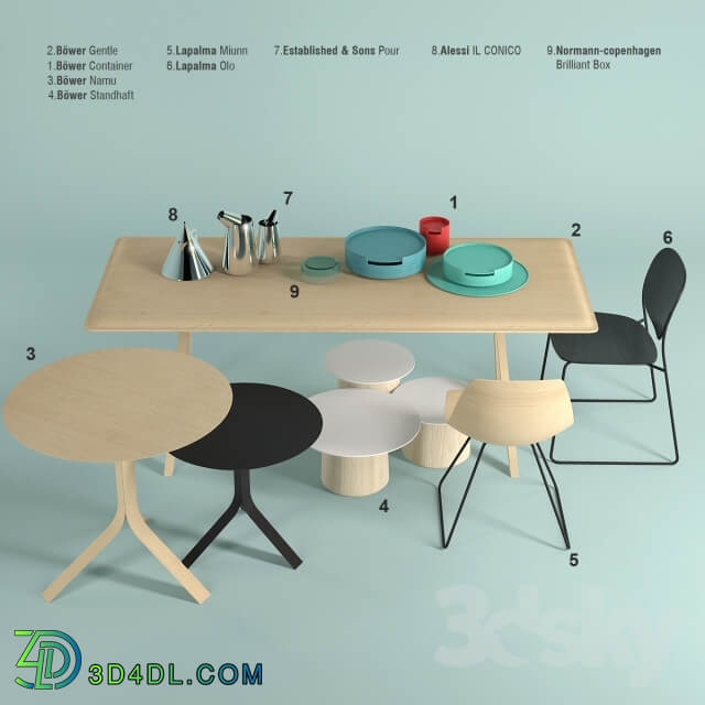 Table Chair Collection of furniture decor 