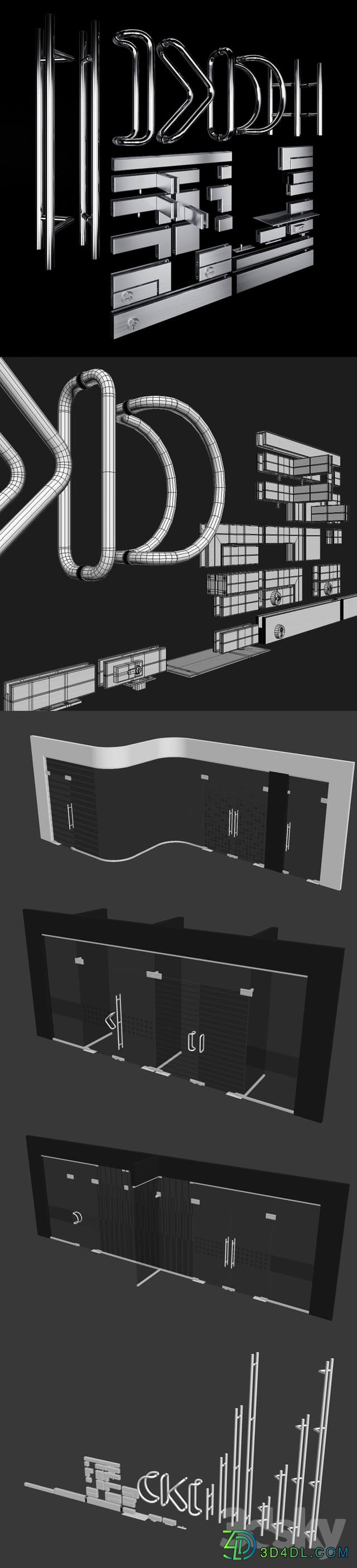 Swinging pendulum glass doors for office and home 3 corona vray