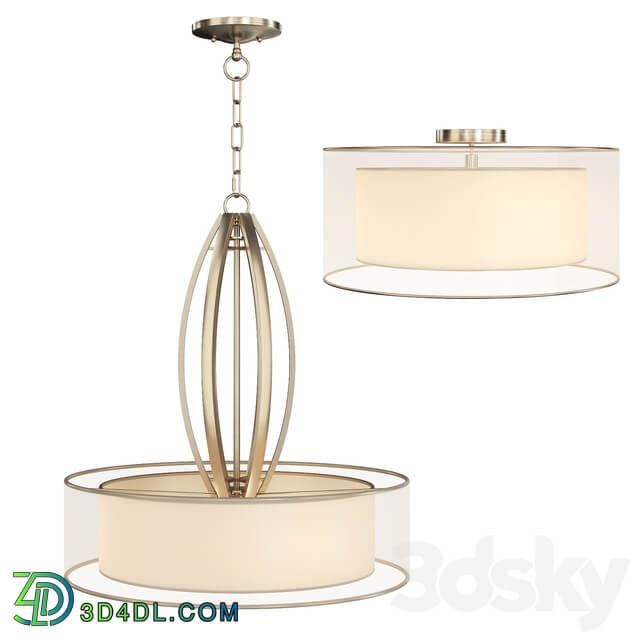 Possini Euro Alecia Wide French Gold Pendant Light Pendant light 3D Models