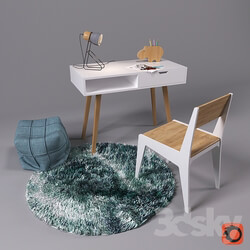 Table Chair Work desk with decor 