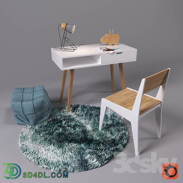 Table Chair Work desk with decor