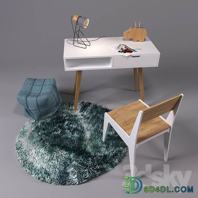 Table Chair Work desk with decor