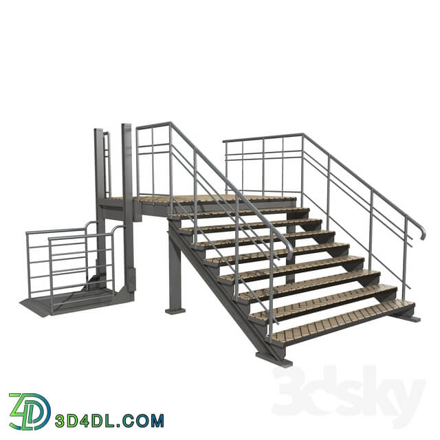 Sliding porch with stairs and lift