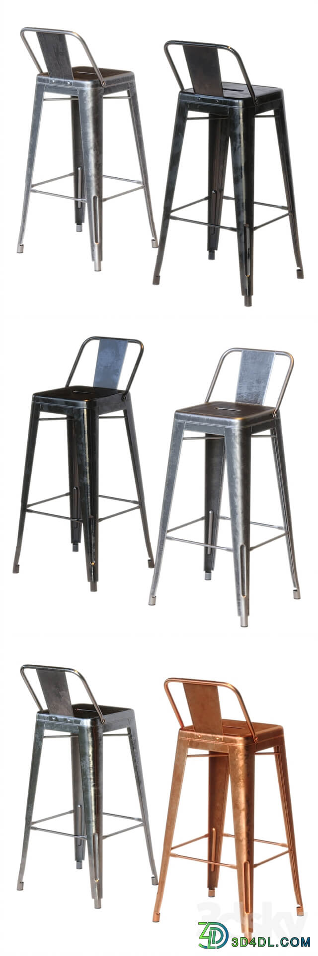 Xavier Pauchard Tolix Style Metal Bar Stool