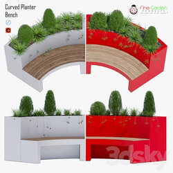 Curved planter bench one 3D Models 