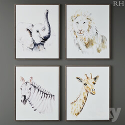 RH WATERCOLOR SAFARI ANIMAL ART 