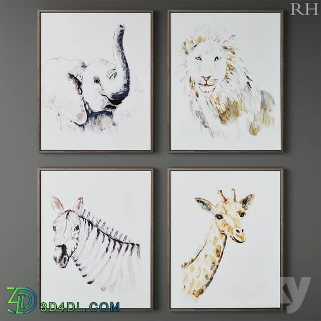 RH WATERCOLOR SAFARI ANIMAL ART