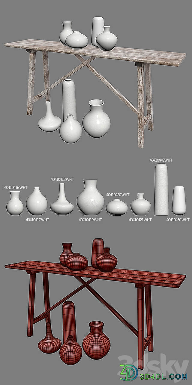 RH ALSACE Studio Console Table Vase Collection 3D Models
