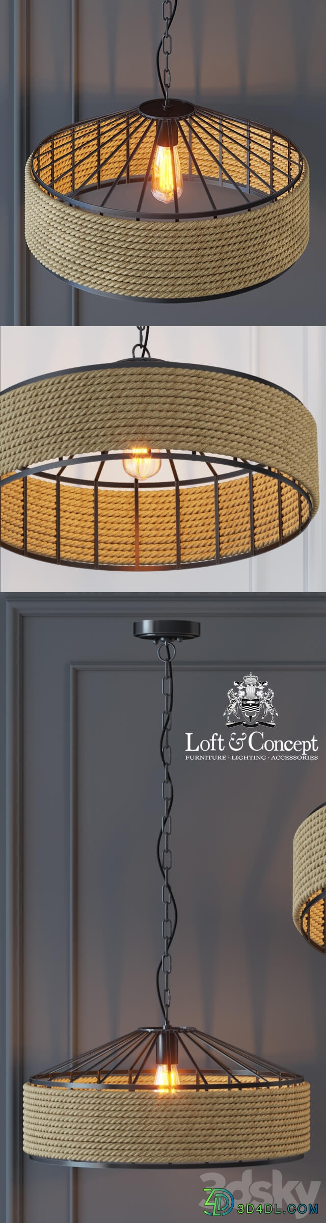 Belt Loft Rope Light Chandelier Pendant light 3D Models