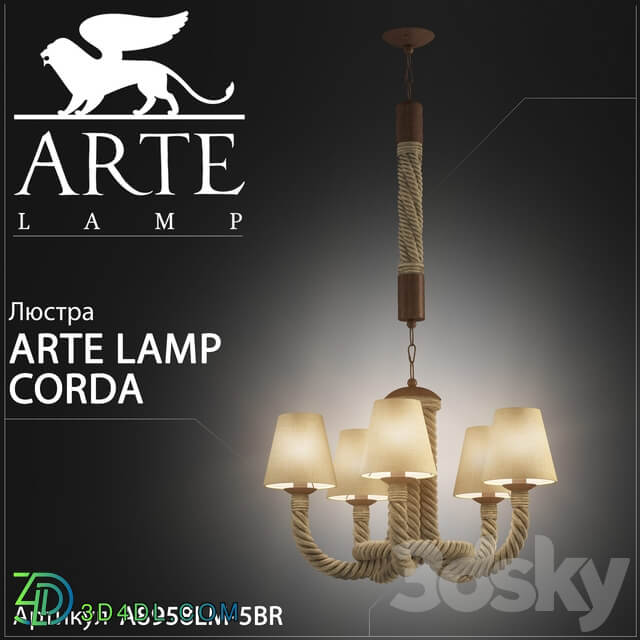 Chandelier Arte Lamp Corda A8958LM 5BR Pendant light 3D Models