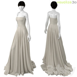 Mannequin with long wedding dress Clothes 3D Models 