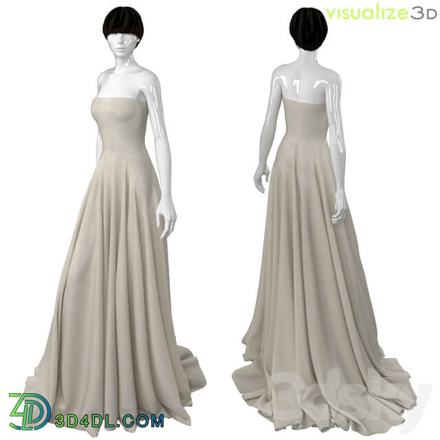 Mannequin with long wedding dress Clothes 3D Models