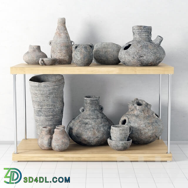 Shelf with pottery