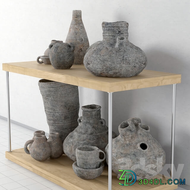 Shelf with pottery