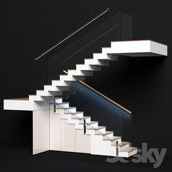 Modern staircase with built in storage system 