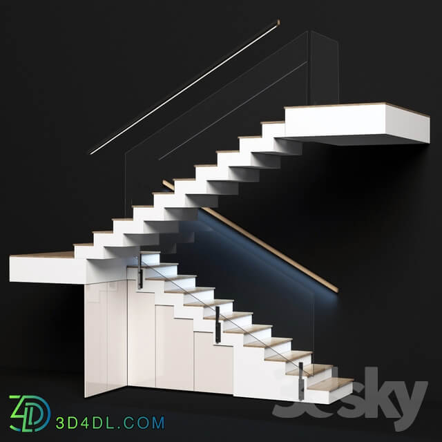 Modern staircase with built in storage system