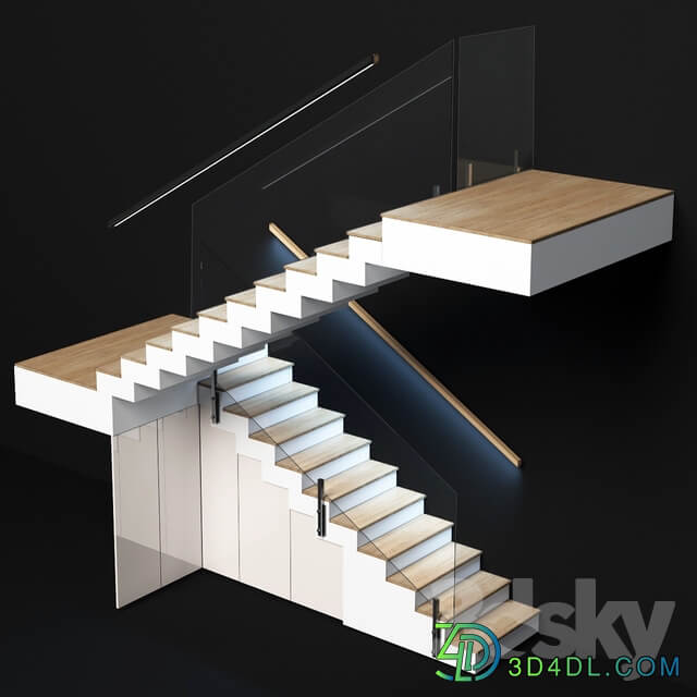 Modern staircase with built in storage system