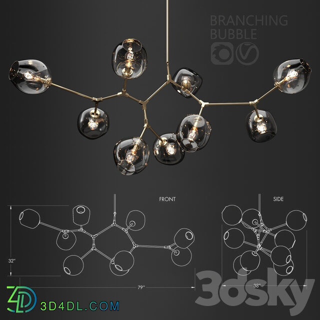 Branching bubble 9 lamps Pendant light 3D Models