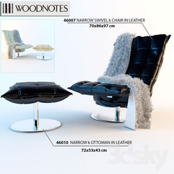 Chair and ottoman Woodnotes NARROW SWIVEL k CHAIR in LEATHER 