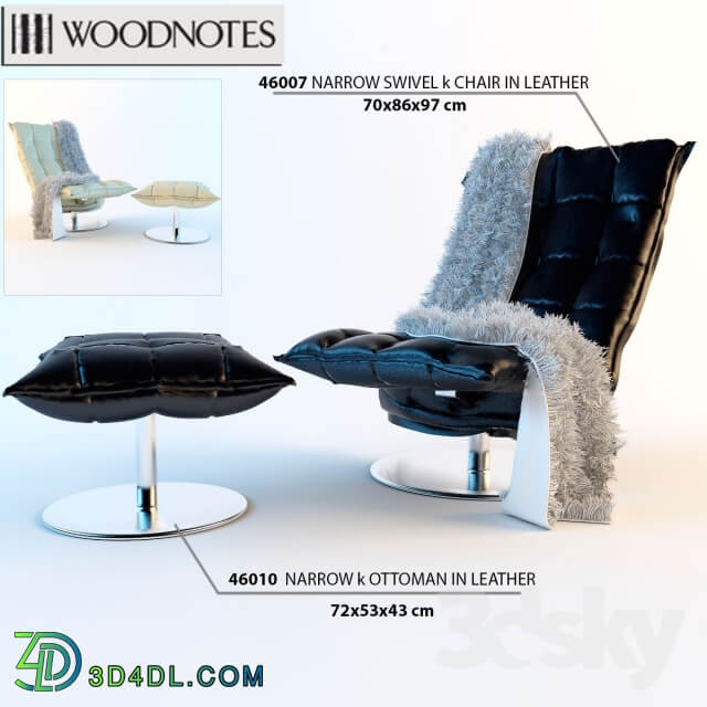 Chair and ottoman Woodnotes NARROW SWIVEL k CHAIR in LEATHER