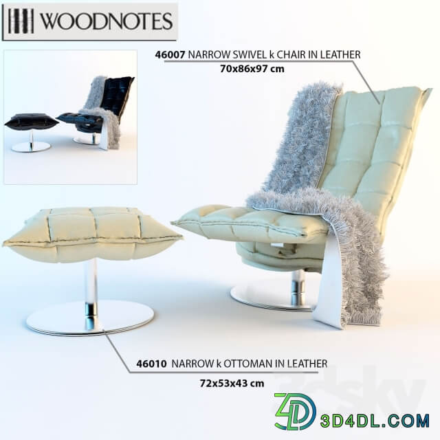 Chair and ottoman Woodnotes NARROW SWIVEL k CHAIR in LEATHER