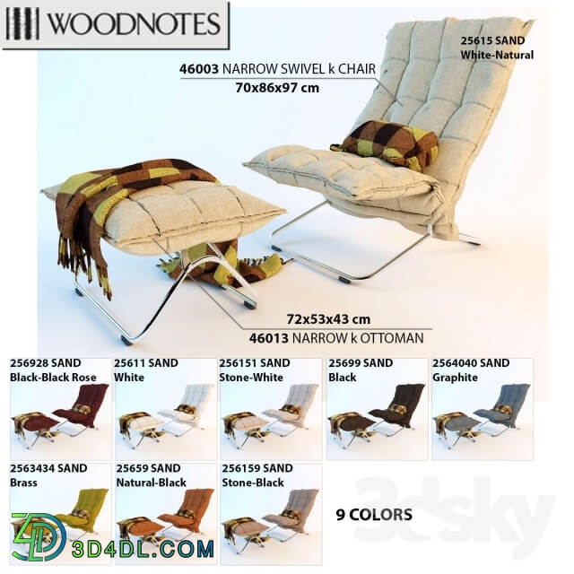 Chair and ottoman Woodnotes NARROW SWIVEL k CHAIR WITH TUBULAR