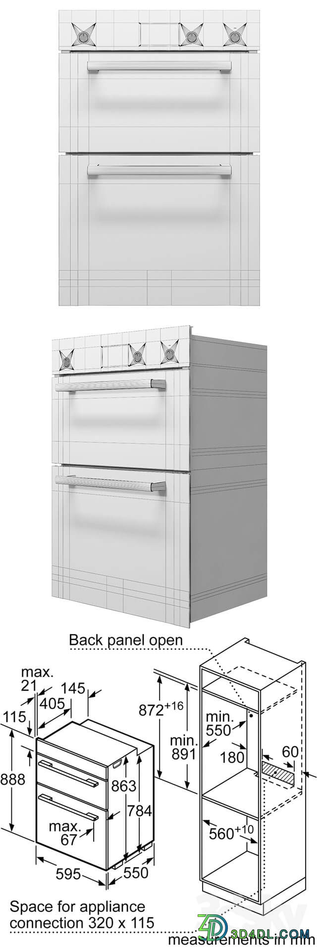 Built in Bosch Serie 6 double oven HBM13B221B