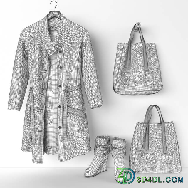 coats boots and bags Clothes 3D Models