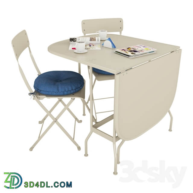 Table Chair SALTHOLMEN 01 Table 2 folding chairs d garden