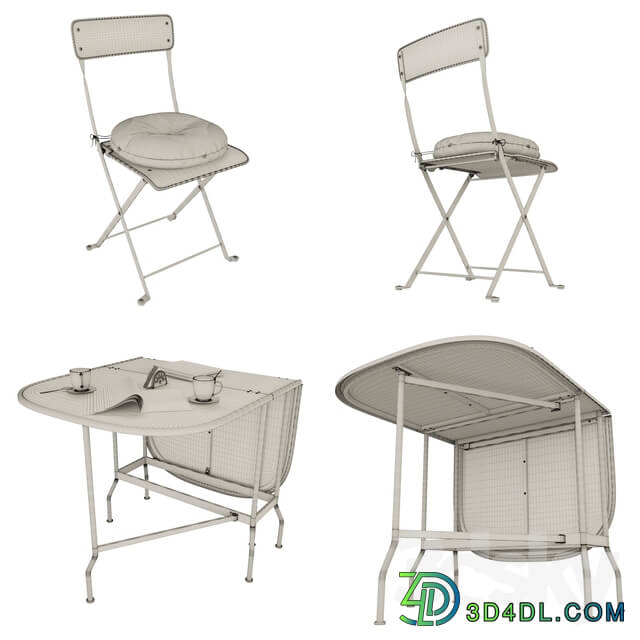 Table Chair SALTHOLMEN 01 Table 2 folding chairs d garden