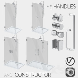 Glass shower cabins designer and a set of handles 