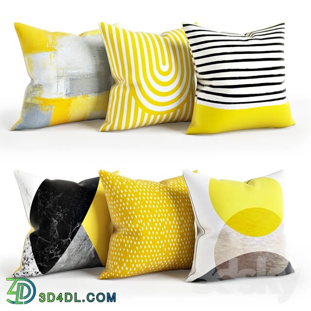 Yellow Abstraction Pillow Set 001