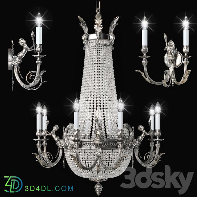 Chandelier Arizzi 152 8 4 SILV Sconce Arizzi 152 2 AP Pendant light 3D Models